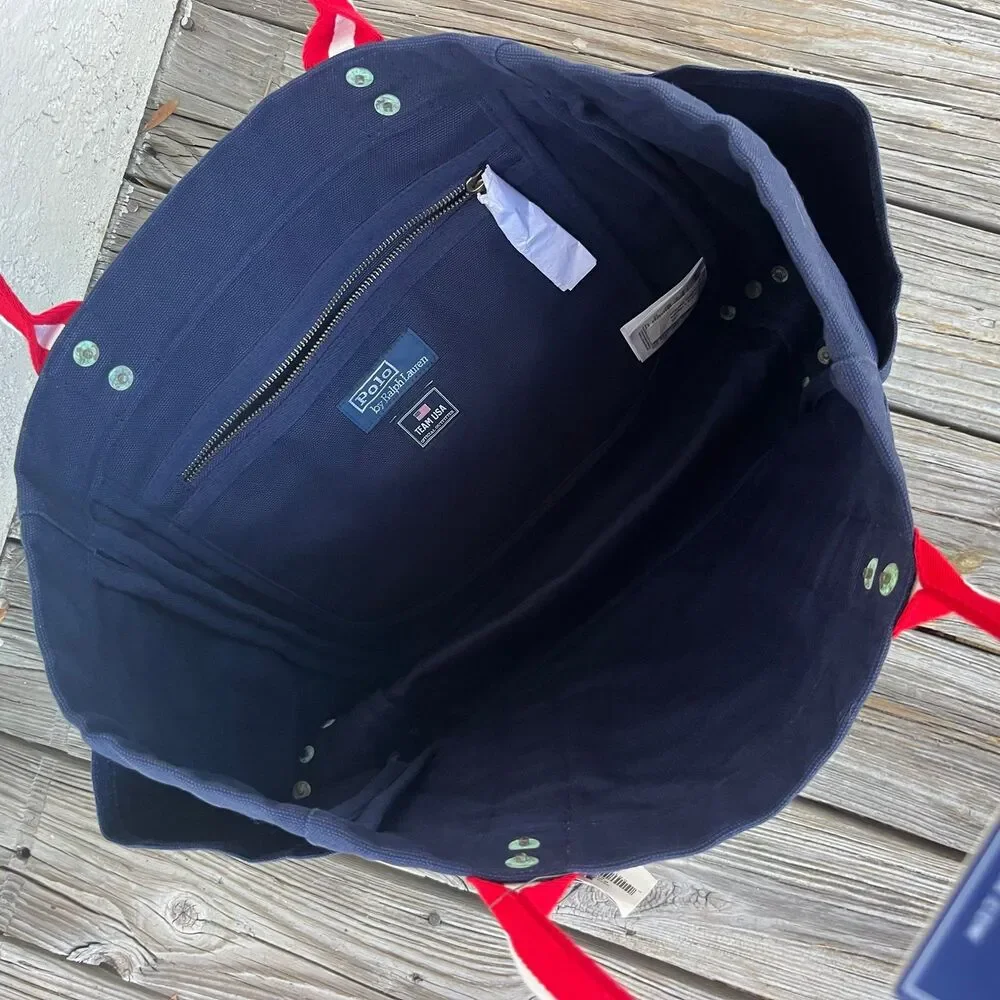 NEW Polo Ralph Lauren Team USA 2024 Summer Olympics Patch Tote Bag Navy Blue